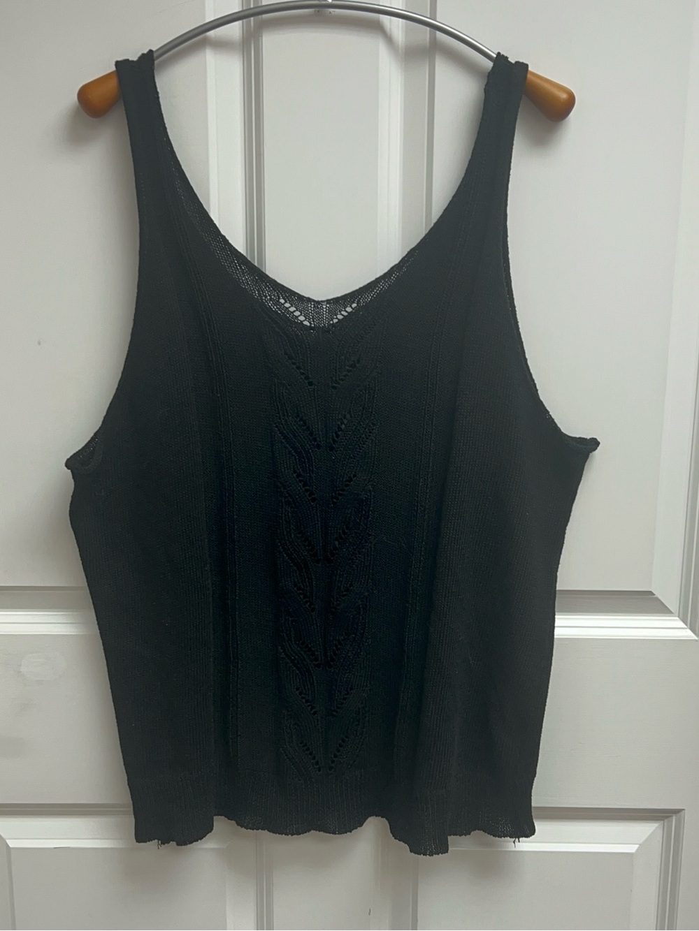 SHEIN Women's Black Solid Cable Knit V-Neck Sleeveless Pullover Sweater 2XL